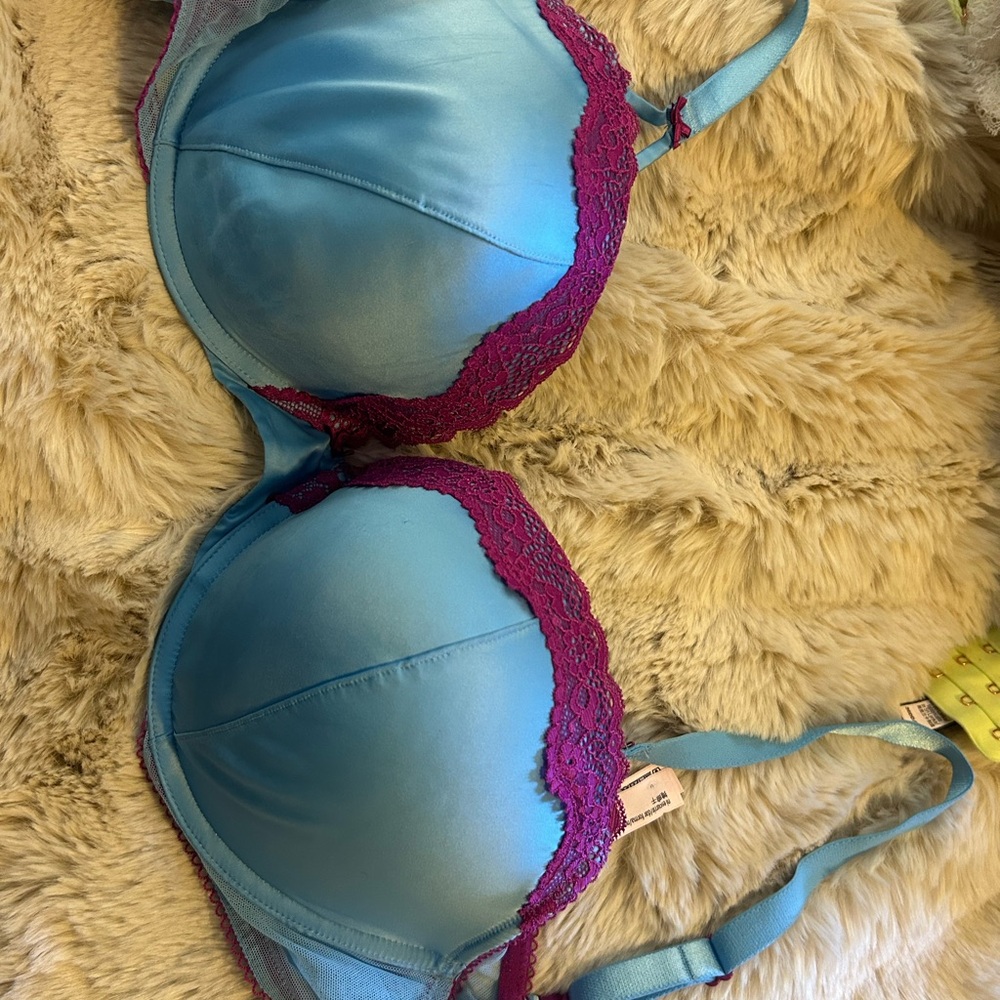 Adore Me Teal and Magenta Lace Bra